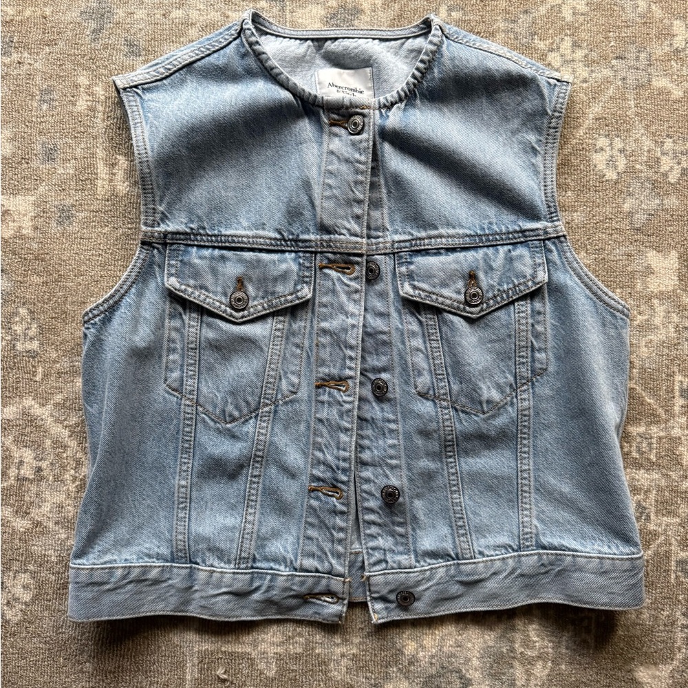Abercrombie & Fitch Light Blue Denim Vest
